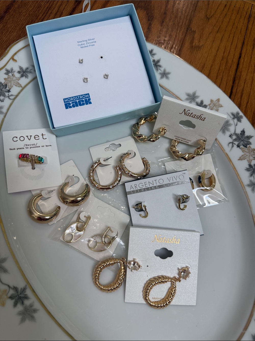Nordstrom Gold-Tone Mixed Hoop & Drop Earring Assortment